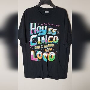 Black Graphic Tee with Colorful Design